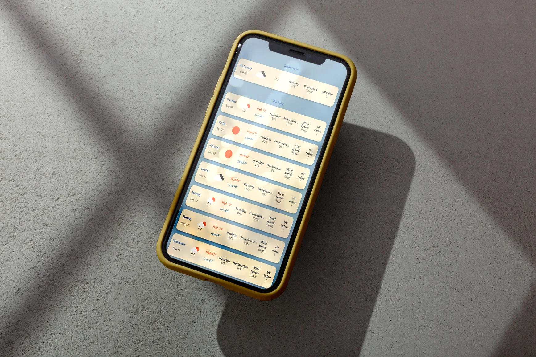 iphone rendering of weather app